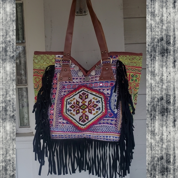 fashionfauxpas Handbags - Leather Fringe Boho Hippie gypsy Banjara Bag